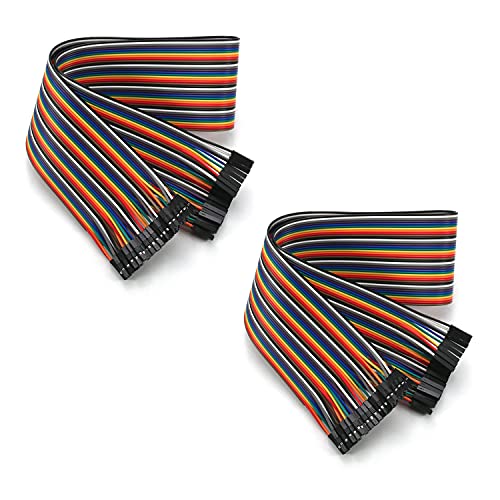 Fielect Dupont Jumper Wires Breadboard Jumper Wires Colorful Ribbon Cables 40pin 50cm Long Female to Female 2Pcs - color: M/M, size: 50cm