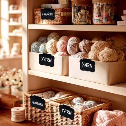 12pcs Black Basket Labels Removable PVC Labels - color: Black Lace