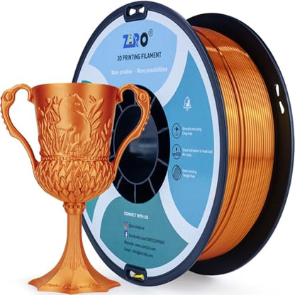 ZIRO PLA 3D Printer Filament, Shiny Glossy Surface, 1KG/2.2lbs, Red Copper - color: Silky-red Copper