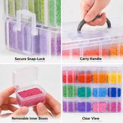 3-Tier Stackable Bead Organizer, 84 Grids Craft Storage Box - color: 3-Tire Bead Organizer