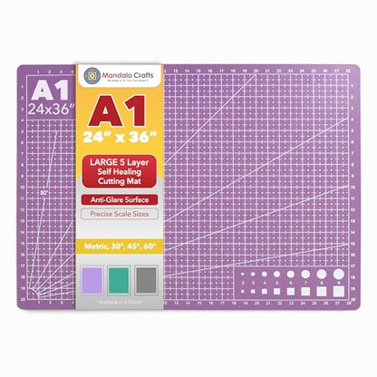 Mandala Crafts Self-Healing Purple Pink 24" x 36" A1 Cutting Mat for Sewing - color: Purple, size: 24 x 36 Inches Mat