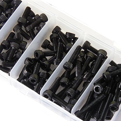 M4 x 8mm 10mm 12mm 16mm 20mm Hex Socket Head Cap Screws Bolts, 12.9 Grade Alloy Steel, Black Oxide Finish, Metric Allen Drive, Fully Threaded, Assortment Kit 100Pcs - size: Socket M4x8-20 mm
