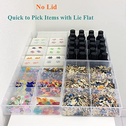 2 Pack Fixed 6 Grids Clear Plastic Organizer Sorting Tray - size: Fixed 6 Grids