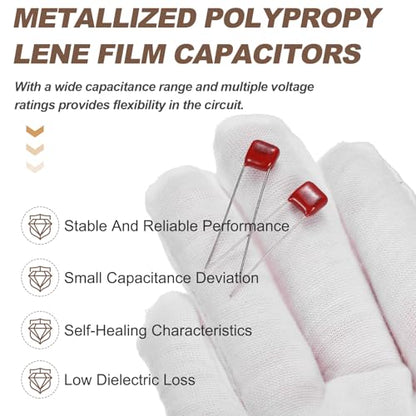 MECCANIXITY Capacitors Kit CBB21/CBB22 100V 823J 0.082UF Red 20 PCS - style: 100V 823J 0.082UF