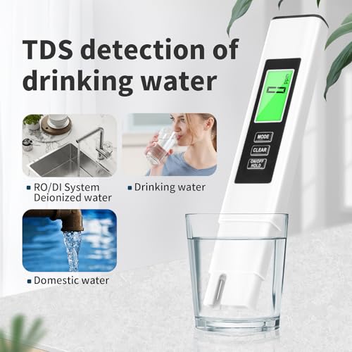 New 4 in 1 TDS Meter, TDS Meter Digital Water Tester, Accurate and Reliable, Water Tester,TDS EC and Temperature (° C/° F) Meter, 0-9990ppm,Used for Drinking Water and RO/DI Systems