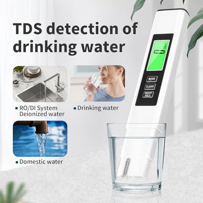 New 4 in 1 TDS Meter, TDS Meter Digital Water Tester, Accurate and Reliable, Water Tester,TDS EC and Temperature (° C/° F) Meter, 0-9990ppm,Used for Drinking Water and RO/DI Systems