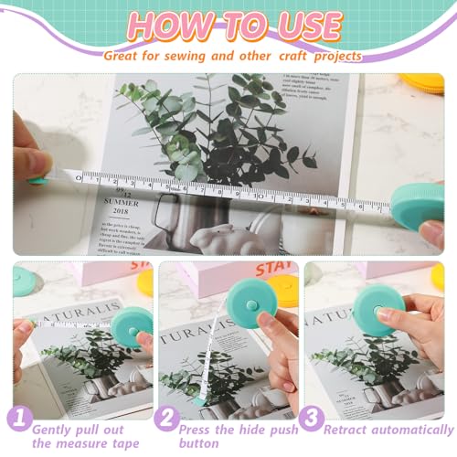 Kigeli 100 Pcs Retractable Measure Tape, Multicolor - color: Multicolor