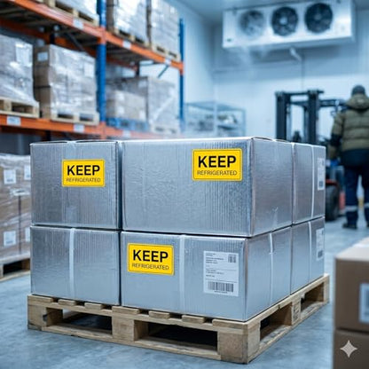 5 x 3 Inches Keep Refrigerated Stickers 500 PCS Yellow Vinyl Labels