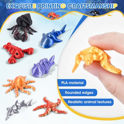 3D Printed Sea Animal Devilfish 12 Pack Flexible Ocean Desk Decor Set - size: Marine Animals (Devilfish), style: 12 PCS