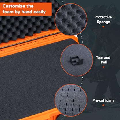 Lykus HC-4410 Waterproof Hard Case with Foam, Inner Size 15.75*10.24*3.94in - color: Orange, size: HC-4410