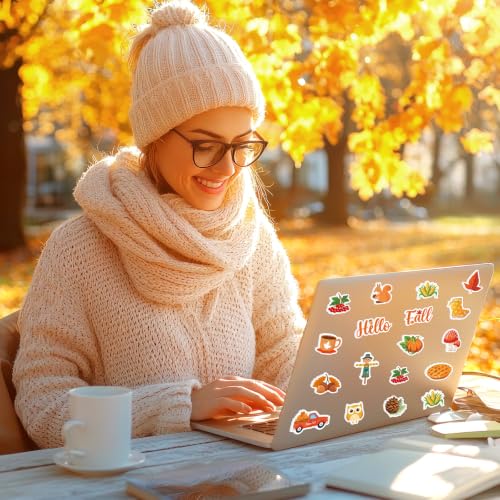 300Pcs Fall Foam Stickers, Cute Self-Adhesive Autumn Thanksgiving Stickers Foam Fall Pumpkin Maple Leaves Sticker Decorations for Home Office School Classroom DIY Art Craft Party Supplies - style: Fall