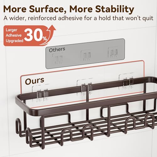 YASONIC Shower Caddy Adhesive, Rustproof Shower Organizer, Wall Shower Rack - color: Bronze