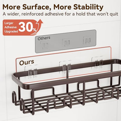 YASONIC Shower Caddy Adhesive, Rustproof Shower Organizer, Wall Shower Rack - color: Bronze
