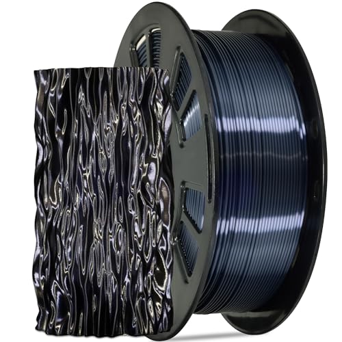 Silk Black PLA Satin Shiny 3D Printer Filament, 1.75mm Diameter 1kg Spool 2.2lbs for FDM 3D Printers - color: Black