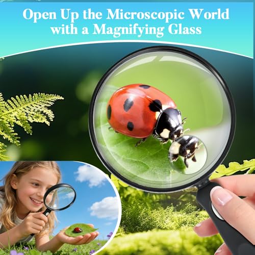 10X 30X Handheld Magnifying Glass for Reading, Upgrade 110mm Large Magnifying Glass with Non-Slip Handle, Scratch Resistant Lens, Magnifiers for Close Work Reading Newspaper Hobby Observation(4.3in)