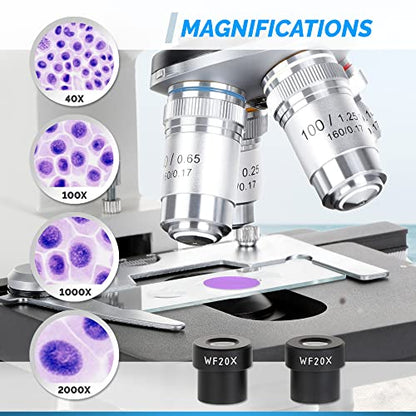 OMAX M82ES-SC100-LP100 2000X Binocular Compound LED Microscope+Blank