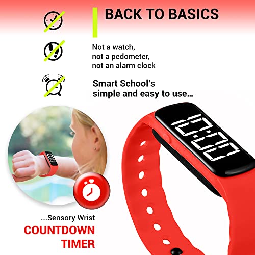 Sensory Wrist Timer for Kids, Teachers, Students, Simple Reminder Watch with Silent Alarm Clock Wristband, Classroom Countdown (Red) - color: Red