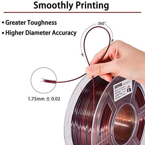 3D Printer Filament, PLA Filament Silk Gold Shiny Red Black PLA Filament 1.75mm +/- 0.02mm, 3D Printing Filament 1kg/2.2lbs - color: Silk Shiny Red Gold Black