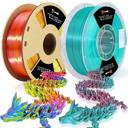 LOVOON Silk PLA 3D Printer Filament Bundle 2 KG, PLA Filament 1.75mm, Shiny Silk Blue/Yellow/Red and Blue/Pink Change by Angle, 3D Printing Filament for Most FDM Printers and 3D Pen, 1KG X 2 Spools - color: Blue/Yellow/Red+blue/Pink, size: 2 kg