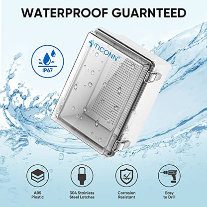 TICONN Outdoor Electrical Box Waterproof, ABS IP67 Junction Box Enclosure - color: Transparent Cover, size: 11"x7.5"x5.5"