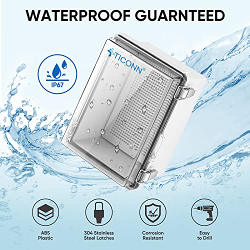 TICONN Outdoor Electrical Box Waterproof, ABS IP67 Junction Box Enclosure - color: Transparent Cover, size: 15.7"x11.8"x7.1"