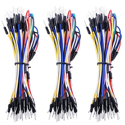 HiLetgo Pack of 3 Set 65pcs Assorted Multicoloured Solderless Wires Flexible Breadboard Jumper Wires Male to Male