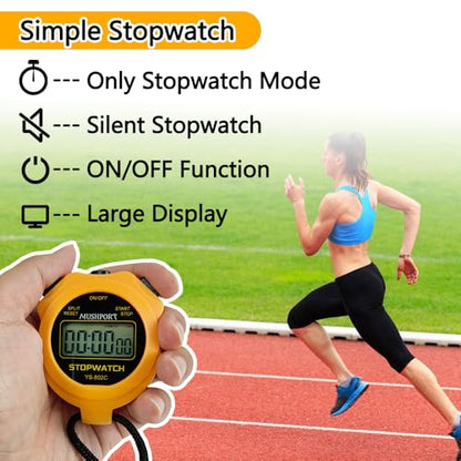 Stopwatch Timer, Digital Stop-Watch for Sports, Orange - style: non-waterproof-orange