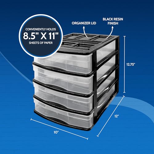 Gracious Living 4-Drawer Desktop/Countertop Storage Organizer, Black/Clear - size: 1 Pack