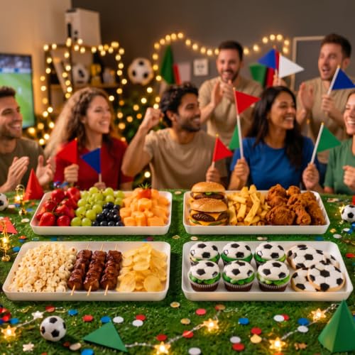 Lifewit 4 Pcs Serving Tray for Party, Reusable Plastic Food Serving Platter - size: Standard (14" x 10")