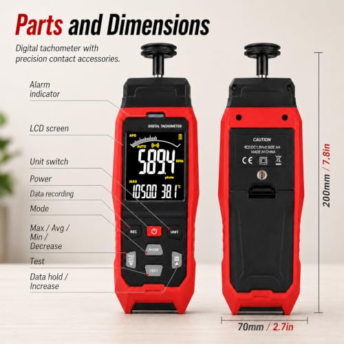 Digital Tachometer Contact & Laser RPM Meter with USB Data Logging - color: Tachometer Logger