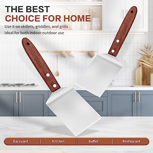 2 Pcs Stainless Steel Brownie Cookie Spatula for Baking with Wooden Handle