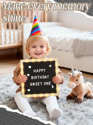 Aulock 10×10" Light up Felt Letter Board with Changeable Letters & Tripod - color: Black