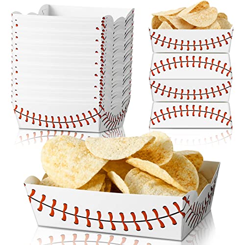 Cunhill 60 Pack Paper Food Trays 1 Lb Disposable Carnival Baseball - size: 1 lb, style: Baseball