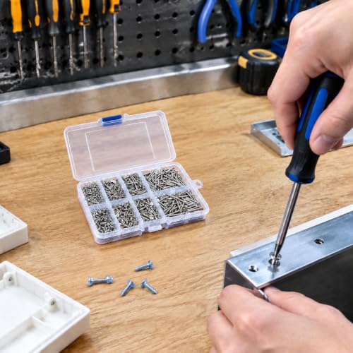 900 Pcs M2 Mini Screw Kit, Miniature Phillips Self Tapping Tiny Screws Assortment (M2x4/M2x5/M2x6/M2x8/M2x10/M2x12/M2x16/M2x20) - size: 5.51*3.74*1.18