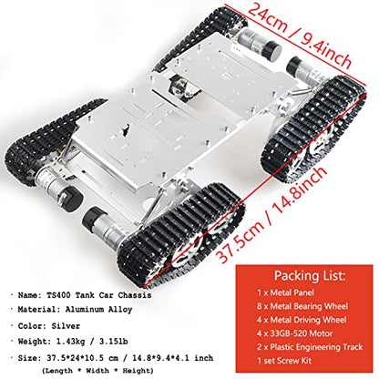 Premium Large Metal 4WD Shock Absorption Robot Tank Car Chassis Kit