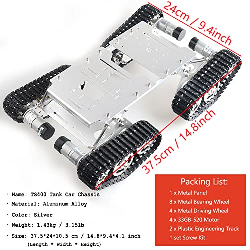 Premium Large Metal 4WD Shock Absorption Robot Tank Car Chassis Kit