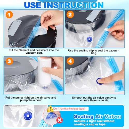 AGPTEK 3D Printer Filament Storage Bags with Air Pump(30 Pack) - size: 30Pack