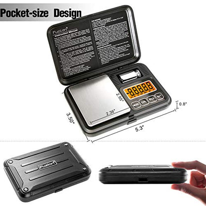 Fuzion Digital Pocket Gram Scale 200g/0.01g with 50g Calibration Weight - color: Black, size: 200/0.01g