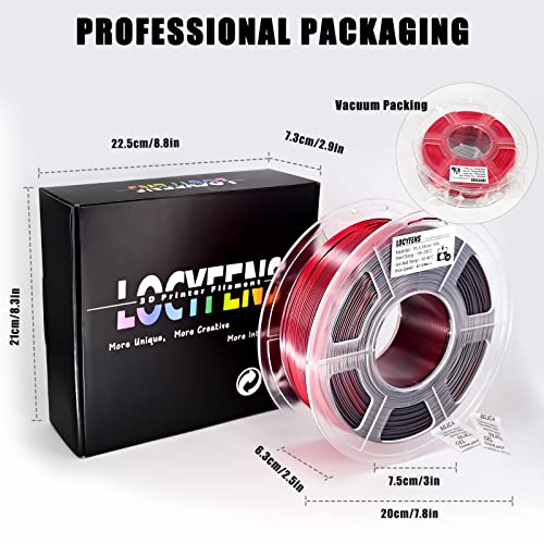 PLA Filament 1.75mm, Silk PLA 3D Printer Filament, High Speed Printing Dual Color Filament Black Red 2 in 1 Coextrusion 1.75 PLA Filament +/-0.02mm, 1kg/2.2lb - color: Dual-color Black Red