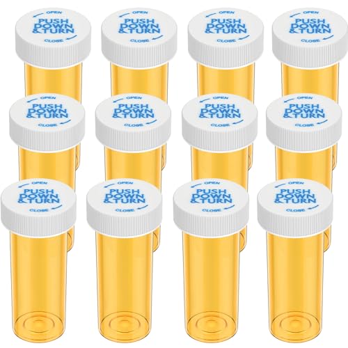 Urekt Empty Plastic Medicine Pill Bottles with Child Resistant Caps (12 Pack), 8 Dram Small Prescription Vial Medicine Containers Travel Pill Bottles Clear Pill Case Organizers - size: 8 Dram (12 Pack)