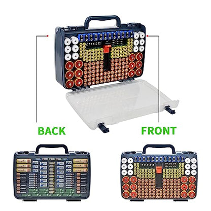 Battery Organizer Storage Case with Tester for 269 Batteries, Double Sides (Blue) - color: Blue