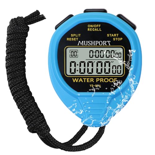 Waterproof Stopwatch Timer 30 Laps/Splits Digital Stop-Watch, Blue - style: 30 laps/splits waterproof-blue