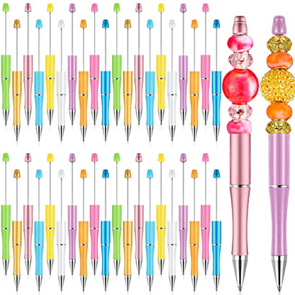 Crtiin 50 Pack Beadable Pens, Ballpoint Pens, School Supplies, Macaroon - color: Macaroon