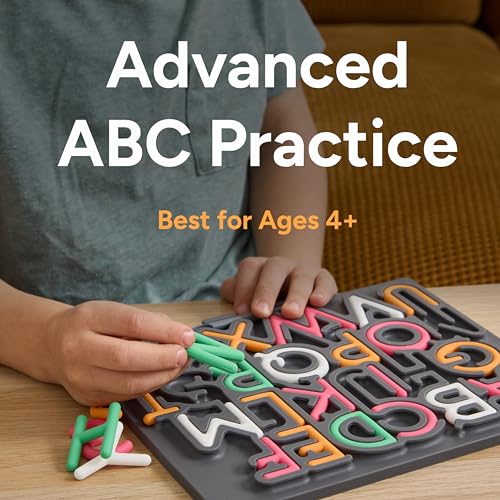 Pushpeel Advanced ABC Tracing Puzzle Board (Best for Ages 4+) – Silicone Learning Toy for Pre-Writing & Fine Motor Skills – Quiet Sensory Travel Activity Toy for Kids – Uppercase Alphabet, Granite