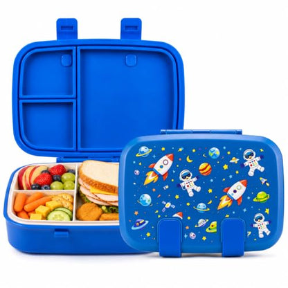 MISS BIG Kids Bento Lunch Box, Blue Astronaut, Microwave Safe, 800ml - color: Blue Astronaut
