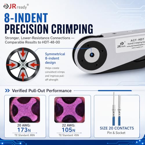JRready ST6461 Deutsch DTM Connector Kit with Crimping Tool & Pin Removal Tools, DTM 2/3/4/6 Pin Waterproof Wire Connectors, Size 20 Solid Contacts 20-22AWG for Automotive ECU Sensor Wiring - size: DTM Kit with Crimper