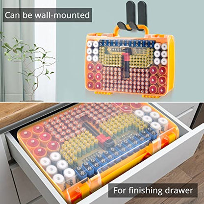 Battery Organizer Storage Case with Tester for 269 Batteries, Double Sides - color: Yellow