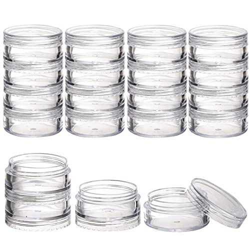 5 Set (20 Pieces) Stackable Cosmetic Containers with Screw Lids and Labels，10 Grams Clear Plastic Empty Jars Small Makeup Sample Containers for Beauty Products - color: Clear, size: 10g (5 Sets, 20 Pieces, Stackable)