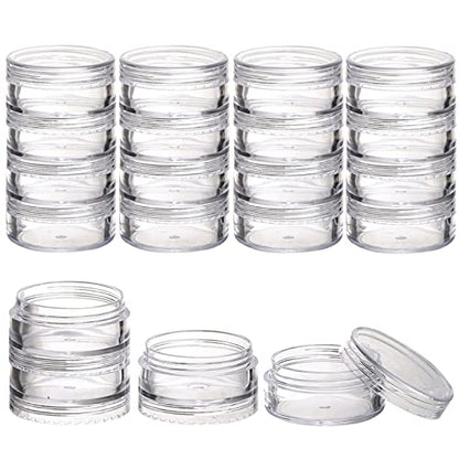 5 Set (20 Pieces) Stackable Cosmetic Containers with Screw Lids and Labels，10 Grams Clear Plastic Empty Jars Small Makeup Sample Containers for Beauty Products - color: Clear, size: 10g (5 Sets, 20 Pieces, Stackable)