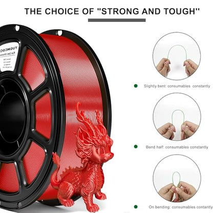 Silk PLA Filament 1.75mm,3D Printer Filament with a Metallic Glossy Finish, Dimensional Accuracy +/- 0.02 mm, 1kg Spool(2.2lbs) Fits for Most FDM 3D (A-Silk Red Pla) - color: A-silk Red Pla
